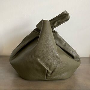 Olive Green Leather Sculptural Knot Mini Dollop Bag X The Drop | Fall Fashion